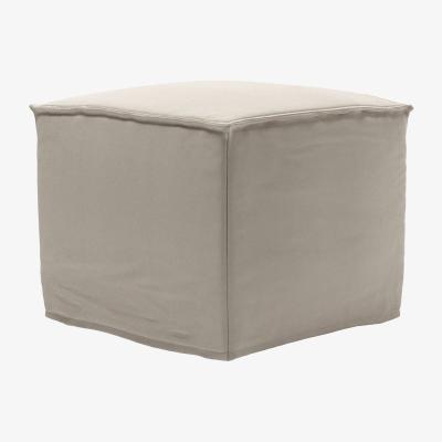 Sofa.com Anders Small Square Footstool in Elderflower Organic Smart Cotton