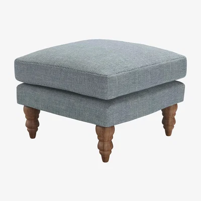 Sofa.com Isla Small Square Footstool in Cornflower Silky Jacquard Weave