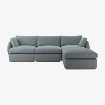 Sofa.com Ren Complete Set with Footstool in Cornflower Silky Jacquard Weave