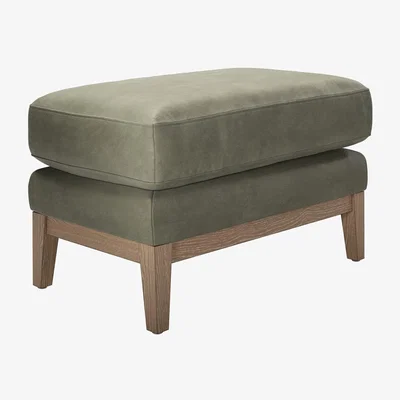Sofa.com Costello Small Rectangular Footstool in Matcha Powdered Leather