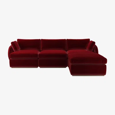 Sofa.com Ren Complete Set with Footstool in Claret Cotton Matt Velvet