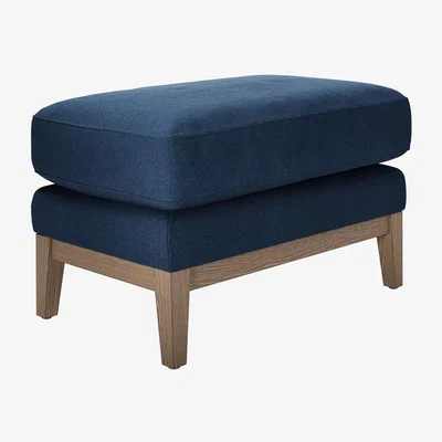 Sofa.com Costello Small Rectangular Footstool in Washed Indigo Easy Cotton