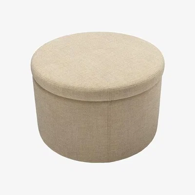 Sofa.com Luna Small Round Storage Footstool in Nordic Pine Hygge Chunky Weave