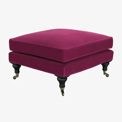 Sofa.com Bluebell Medium Square Footstool in Persian Rose Smart Velvet