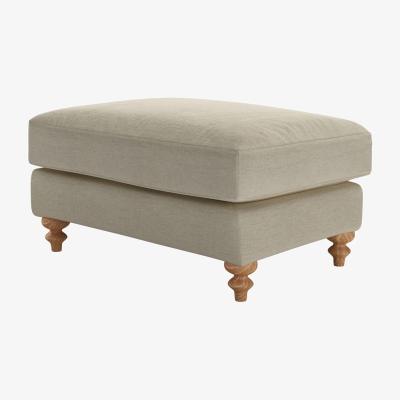 Sofa.com Teddy Large Rectangular Footstool in Pampas Hygge Smart Linen