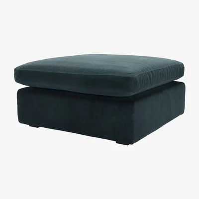 Sofa.com Long Island Slim Medium Rectangular Footstool in Deep Forest Aquaclean Clever Velvet