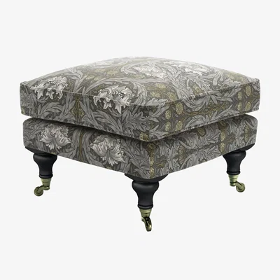 Sofa.com Bluebell Small Square Footstool in African Marigold Velvet Iron by William Morris At Home