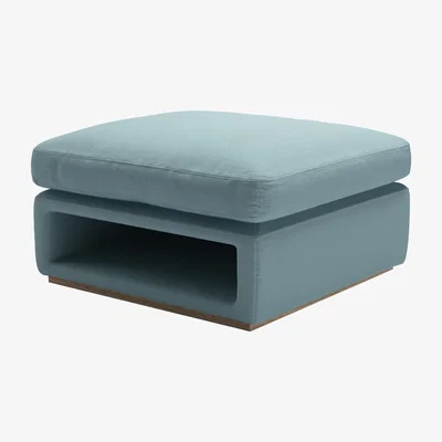 Sofa.com Ren Modular Storage Footstool in Lagoon Brushed Linen Cotton