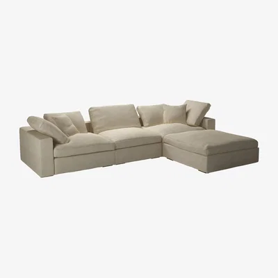 Sofa.com Long Island Complete Set with Footstool in Pampas Hygge Smart Linen