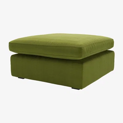 Sofa.com Long Island Slim Medium Rectangular Footstool in Vine Leaf Organic Smart Cotton