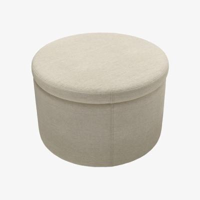 Sofa.com Luna Small Round Storage Footstool in Pampas Hygge Smart Linen