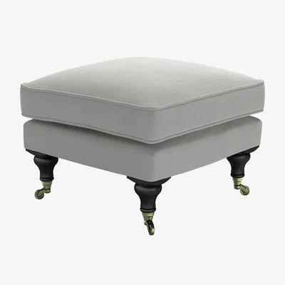 Sofa.com Bluebell Small Square Footstool in Wishing Well Organic Smart Cotton