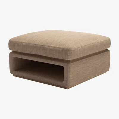 Sofa.com Ren Modular Storage Footstool in Driftwood Baylee Multi-Tone Viscose Linen
