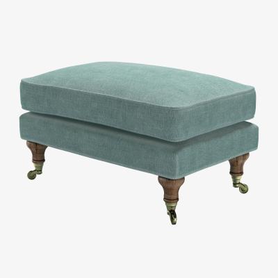 Sofa.com Bluebell Medium Rectangular Footstool in Sea Spray Aquaclean Clever Chenille