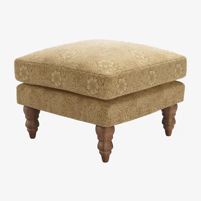 Sofa.com Isla Small Square Footstool in Marigold Velvet Ochre by William Morris At Home