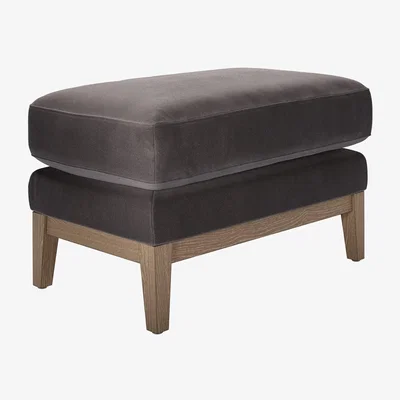 Sofa.com Costello Small Rectangular Footstool in Shale Aquaclean Clever Velvet