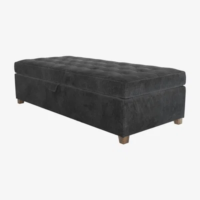 Sofa.com Club Large Rectangular Storage Footstool in Raven Speckled Chenille