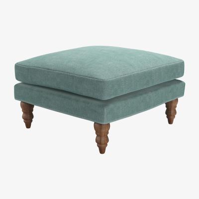 Sofa.com Isla Medium Square Footstool in Sea Spray Aquaclean Clever Chenille