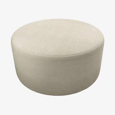 Sofa.com Luna Large Round Footstool in Pampas Hygge Smart Linen