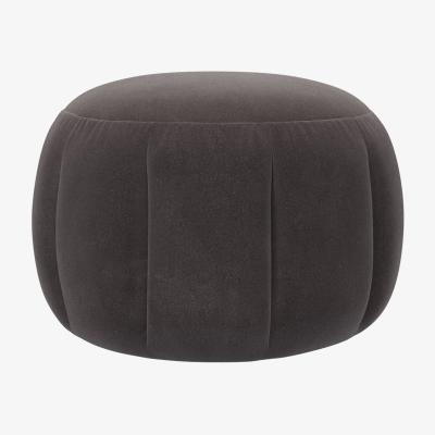 Sofa.com Harper Round Footstool in Shale Aquaclean Clever Velvet