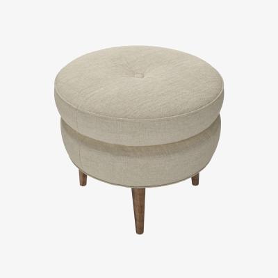 Sofa.com Felix Round Footstool in Pampas Hygge Smart Linen