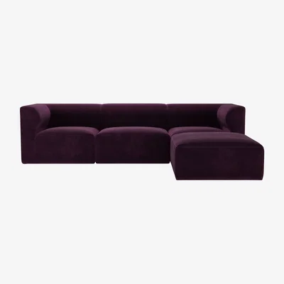 Sofa.com Cohen Complete Set with Footstool in Damson Smart Velvet