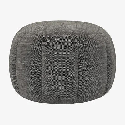 Sofa.com Harper Round Footstool in Liquorice Baylee Multi-Tone Viscose Linen