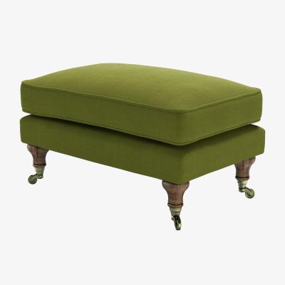 Sofa.com Bluebell Medium Rectangular Footstool in Vine Leaf Organic Smart Cotton