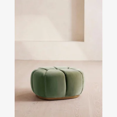 Soho Home Garret Footstool, Velvet Seafoam, UK