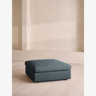 Soho Home Oona Ottoman, Linen, Prussian Blue, UK