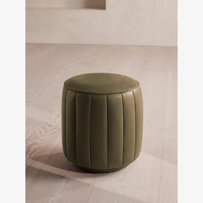 Soho Home Romi Footstool, Moss Leather, UK