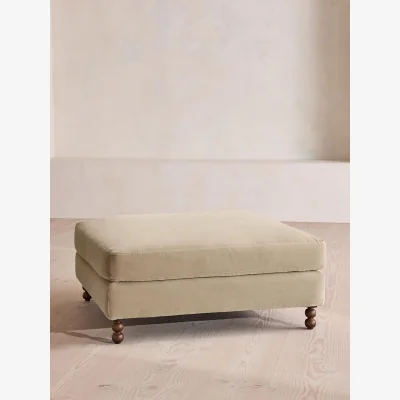 Soho Home Audrey Square Ottoman, Velvet, Oyster, UK
