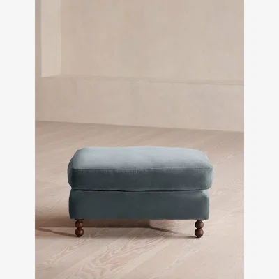 Soho Home Audrey Rectangle Ottoman, Velvet, Grey Blue