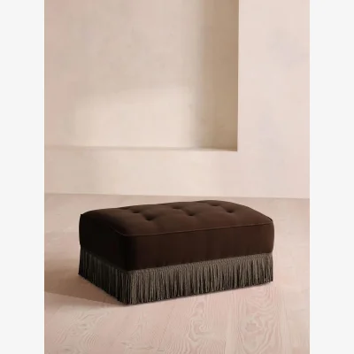 Soho Home Elowen Ottoman, Velvet, Chocolate, UK