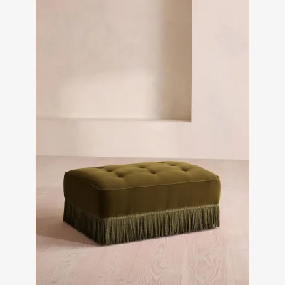 Soho Home Elowen Ottoman, Velvet, Olive, UK