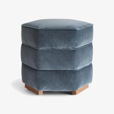Soho Home Lyla Footstool, Velvet, Grey Blue