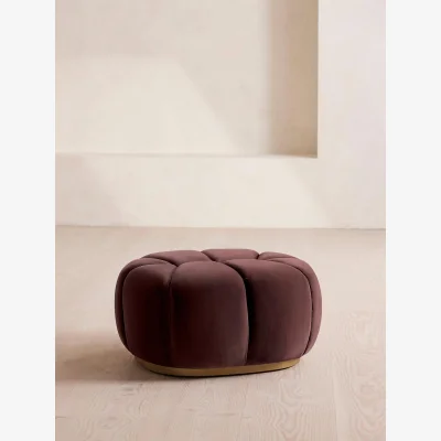 Soho Home Garret Footstool, Velvet Aubergine, UK
