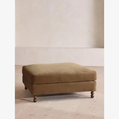 Soho Home Audrey Square Ottoman, Velvet, Truffle, UK