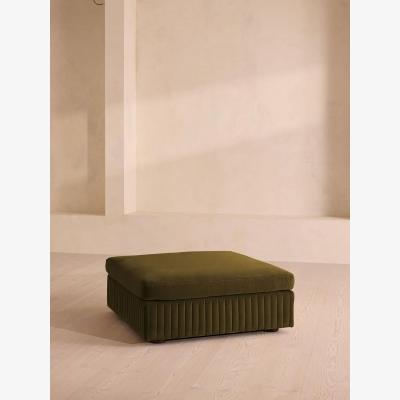 Soho Home Oona Ottoman, Olive Velvet