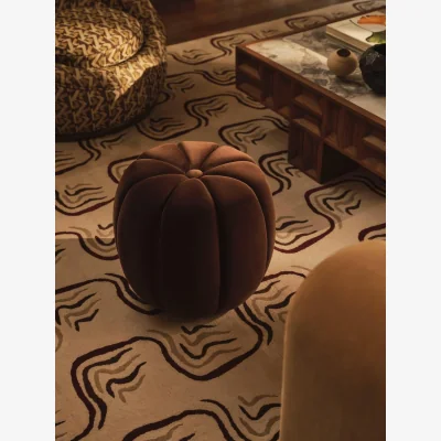 Soho Home Sofia Footstool, Velvet, Chocolate, UK