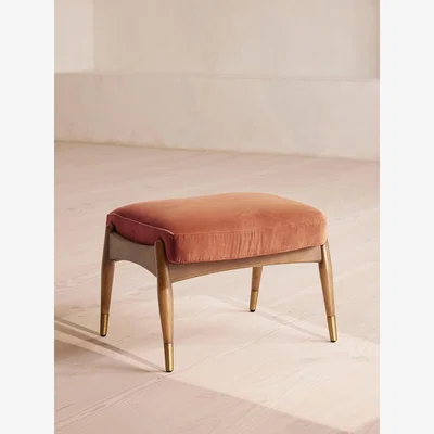 Soho Home Theodore Oak Footstool, Velvet, Antique Rose