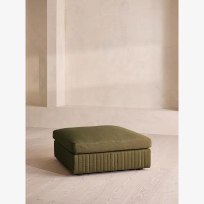 Soho Home Oona Ottoman, Linen, Olive, UK