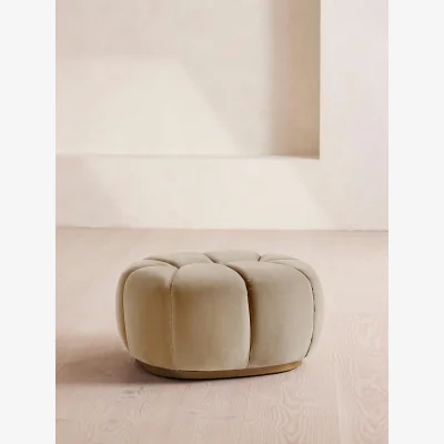 Soho Home Garret Footstool, Velvet Oyster, UK
