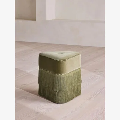 Soho Home Marta Footstool, Velvet, Lichen, UK