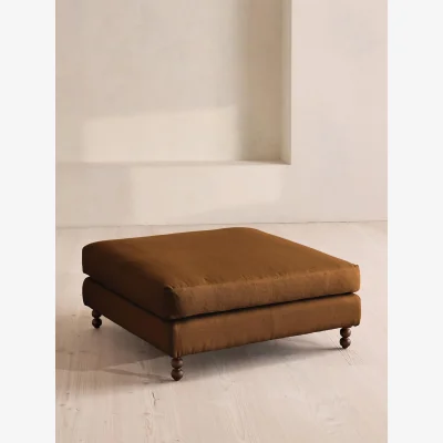 Soho Home Audrey Square Ottoman, Linen, Terracotta, UK