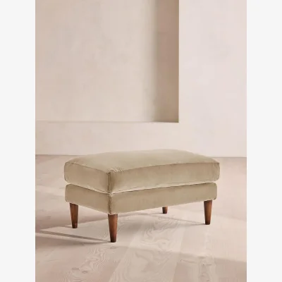 Soho Home Reya Ottoman, Velvet, Oyster, UK