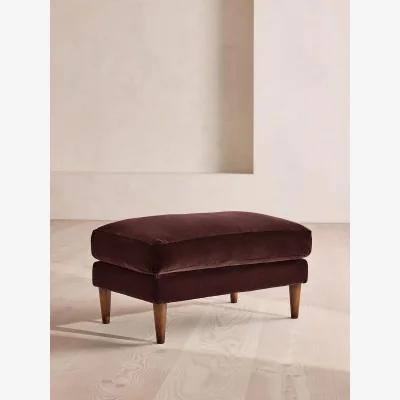 Soho Home Reya Ottoman, Velvet, Aubergine, UK