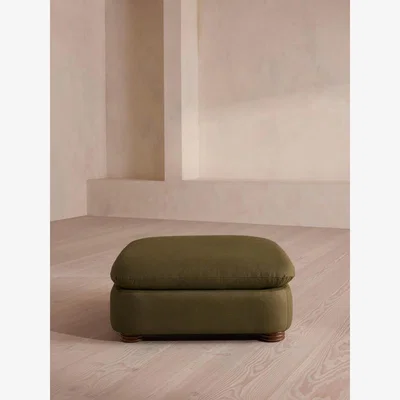 Soho Home Rava Ottoman, Linen, Olive