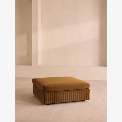 Soho Home Oona Ottoman, Mustard Velvet