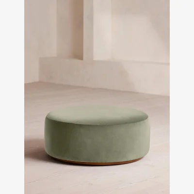 Soho Home Aline Ottoman, Velvet, Seafoam, UK